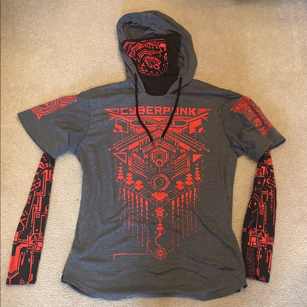 Gray and Red Long Sleeve Tee